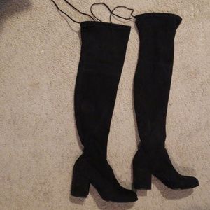 Steve Madden  Black Suede Over the Knee Boots